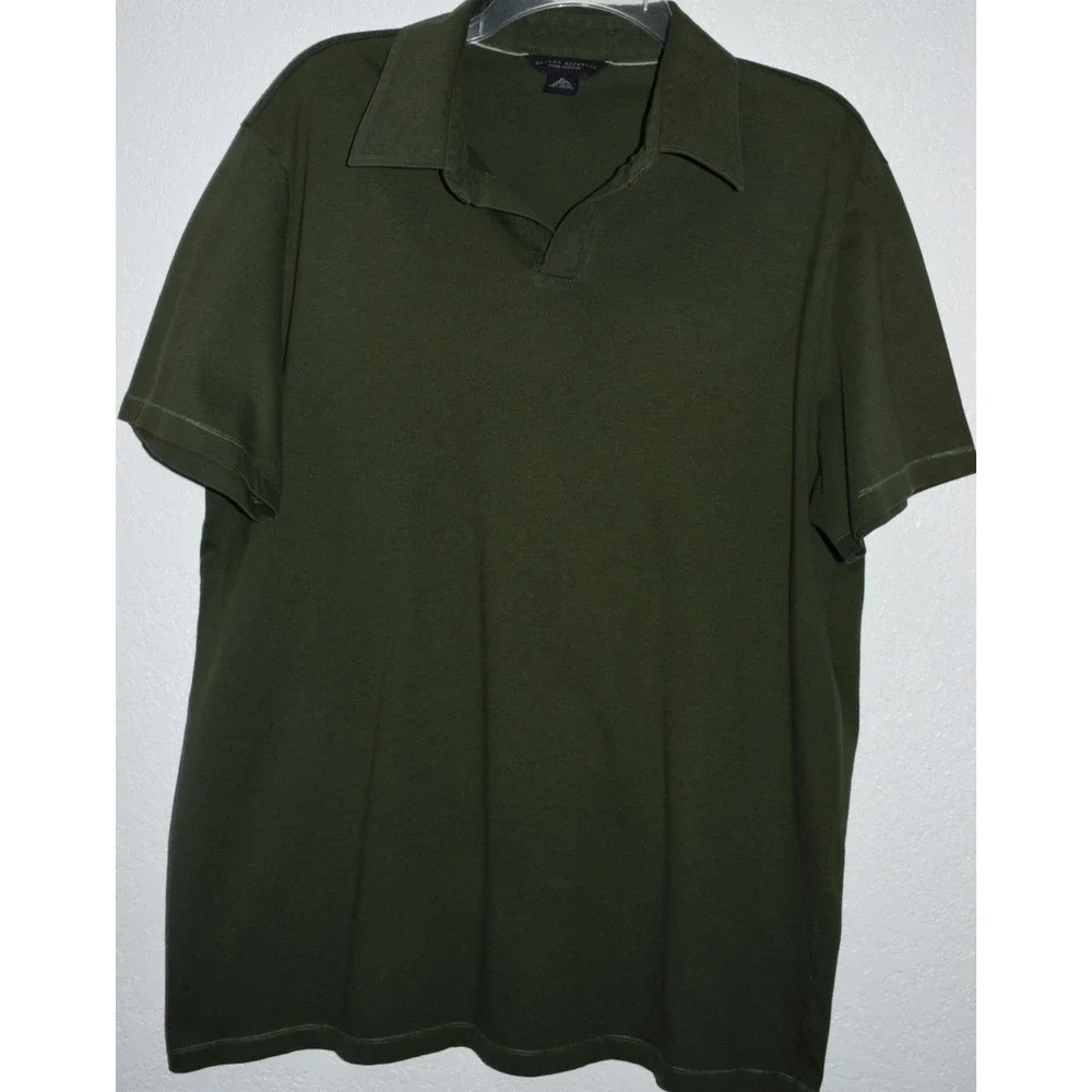 Banana Republic Mens XL Polo Shirt 100% Pima Cotton Olive Green Short Sleeve